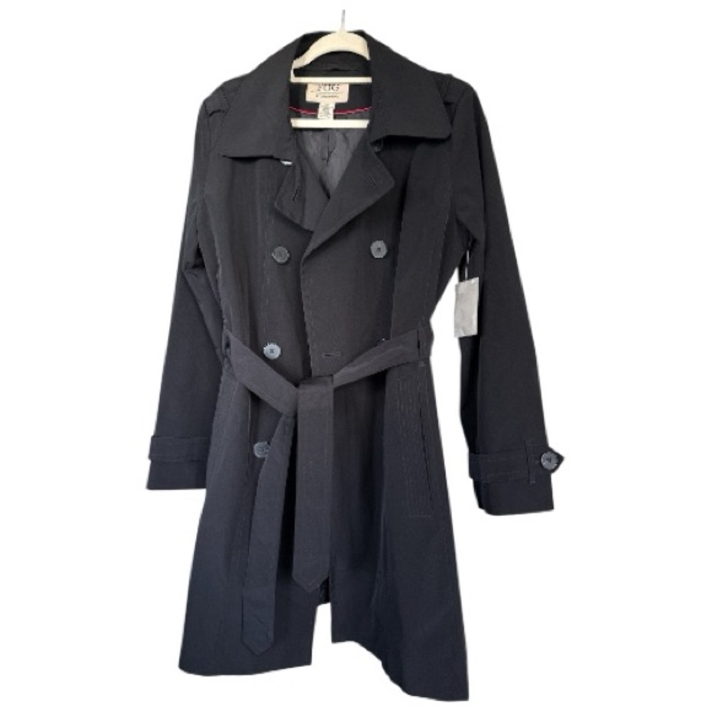 FOG London Fog short black trench coat size L NWT A0086